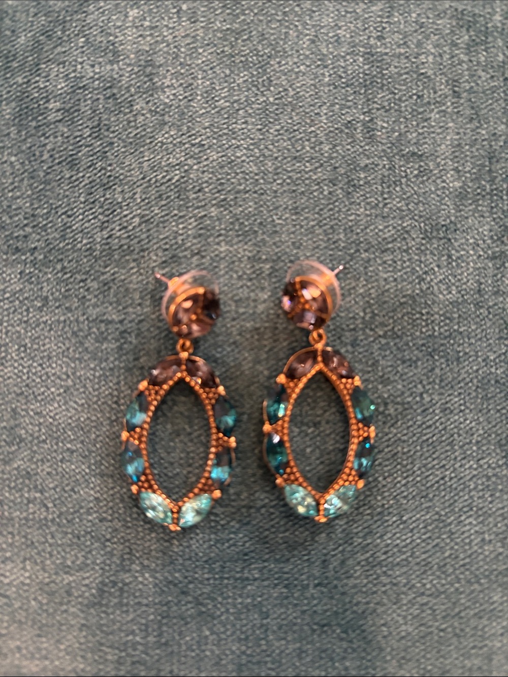 Silpada Teal and Gray Crystal Drop Earrings
